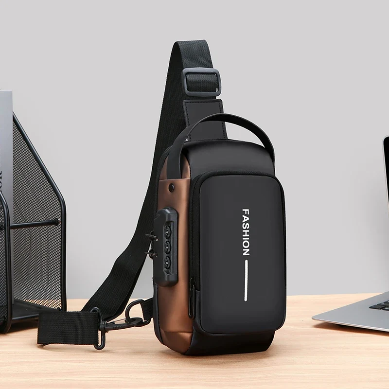 Zaino Monospalla Borsa Da Petto Marsupio Per Uomo Borsello Moto con Porta USB