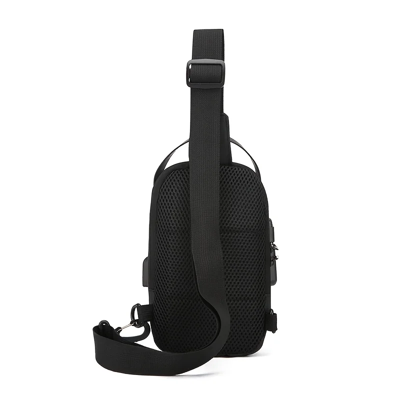 Zaino Monospalla Borsa Da Petto Marsupio Per Uomo Borsello Moto con Porta USB