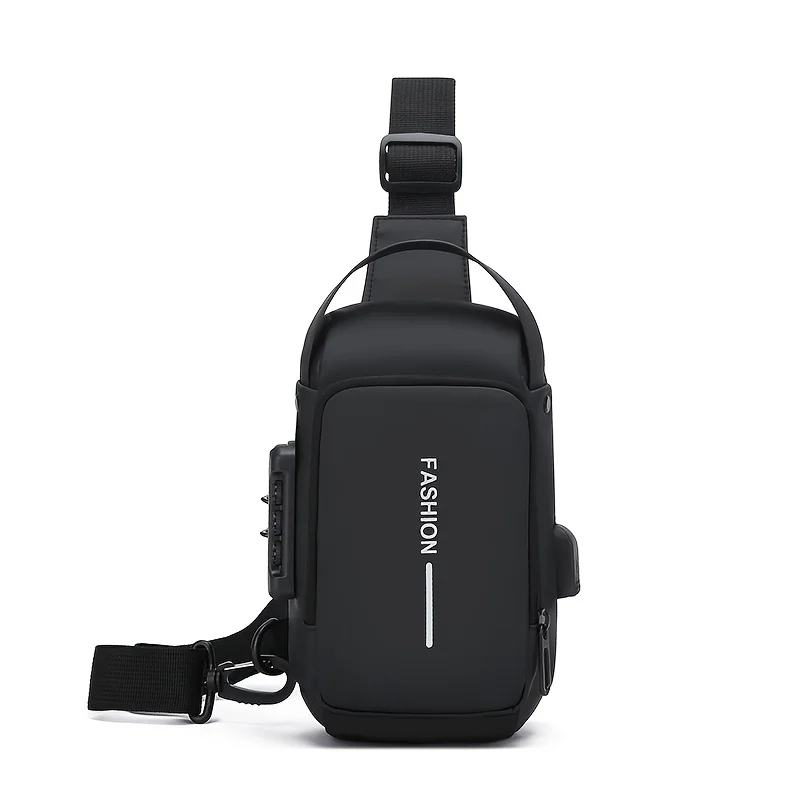 Zaino Monospalla Borsa Da Petto Marsupio Per Uomo Borsello Moto con Porta USB