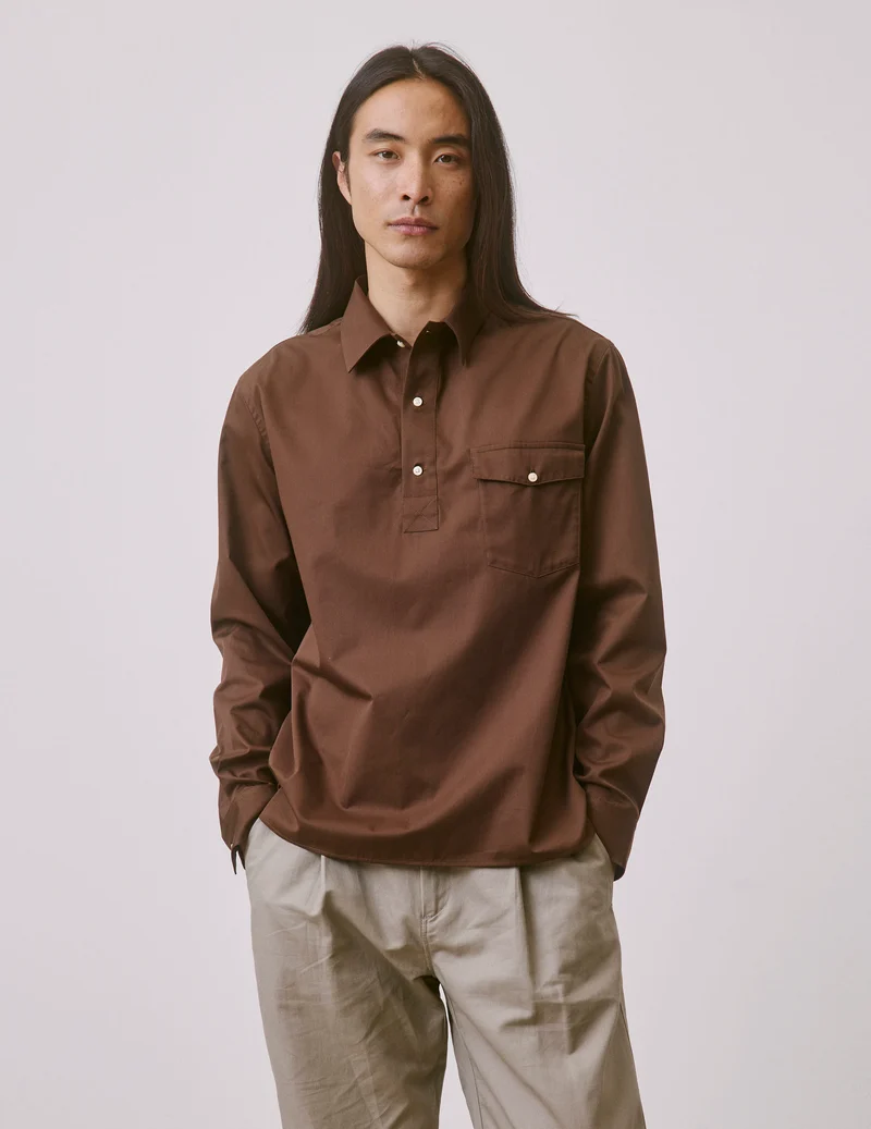 Chemise popover Normann marron