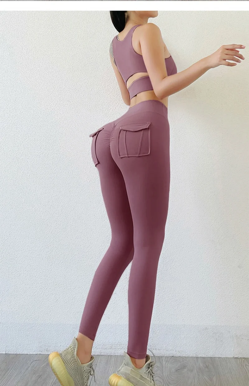 Leggins Donna Push up Vita Alta Pantaloni Sportivi Fitness Yoga Palestra Tuta