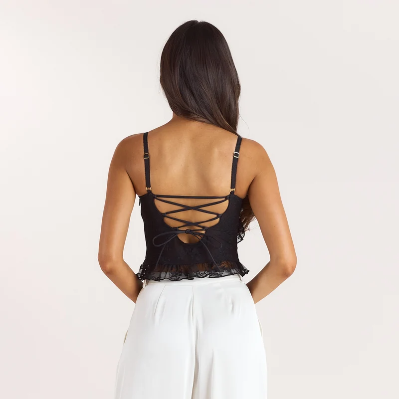 Asymmetrisches Cami-Top - Schwarz