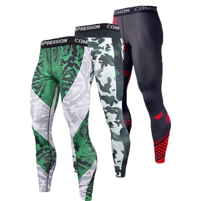 Pantaloni a Compressione da Uomo Leggings Calcio Corsa Palestra Leggins Calza