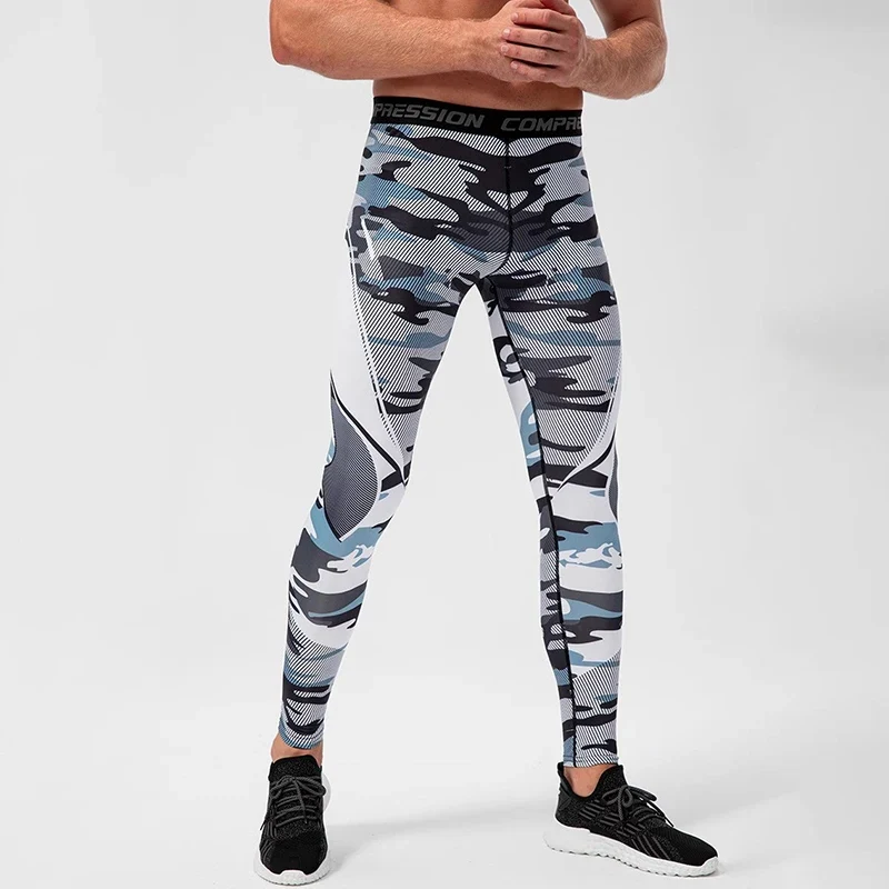 Pantaloni a Compressione da Uomo Leggings Calcio Corsa Palestra Leggins Calza
