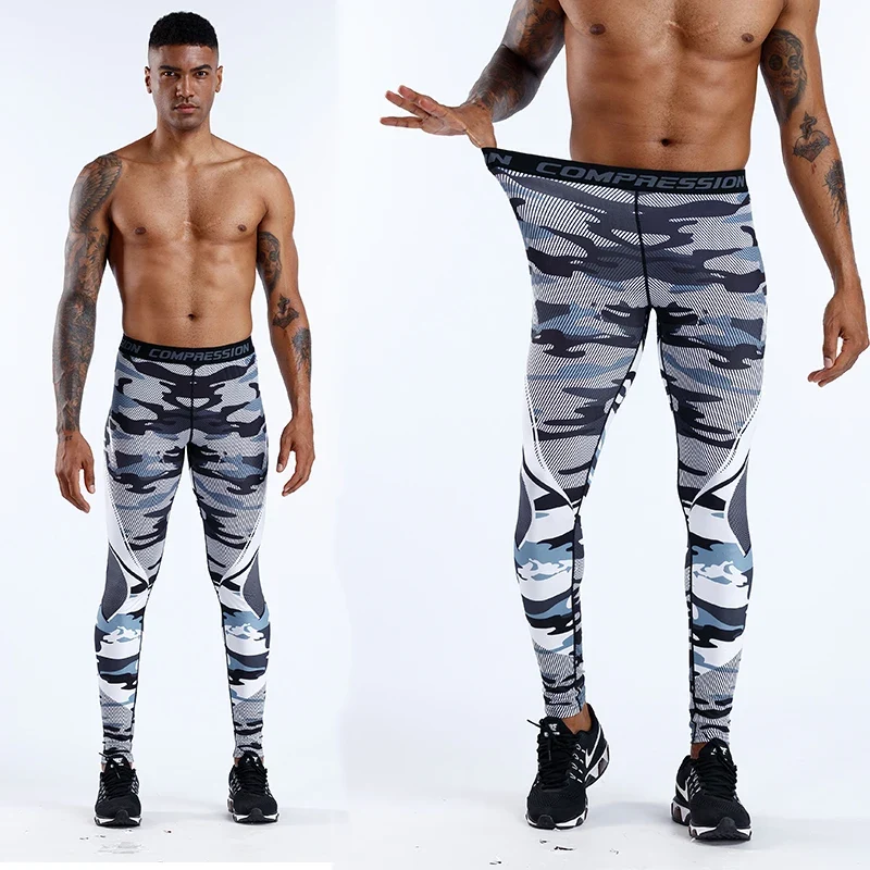 Pantaloni a Compressione da Uomo Leggings Calcio Corsa Palestra Leggins Calza