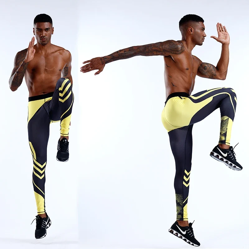 Pantaloni a Compressione da Uomo Leggings Calcio Corsa Palestra Leggins Calza