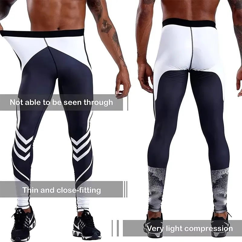 Pantaloni a Compressione da Uomo Leggings Calcio Corsa Palestra Leggins Calza
