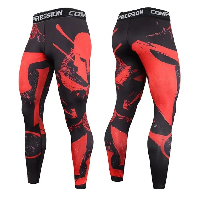Pantaloni a Compressione da Uomo Leggings Calcio Corsa Palestra Leggins Calza