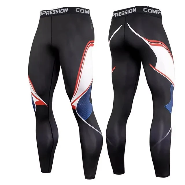 Pantaloni a Compressione da Uomo Leggings Calcio Corsa Palestra Leggins Calza