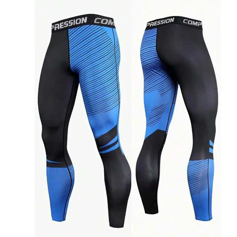 Pantaloni a Compressione da Uomo Leggings Calcio Corsa Palestra Leggins Calza