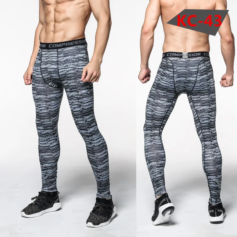 Pantaloni a Compressione da Uomo Leggings Calcio Corsa Palestra Leggins Calza