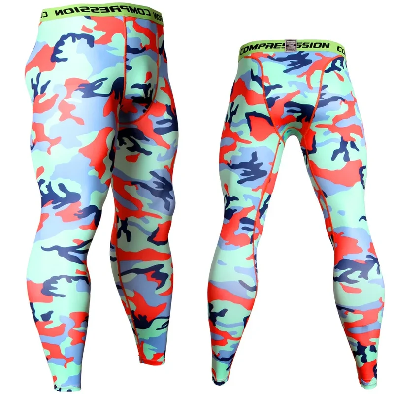 Pantaloni a Compressione da Uomo Leggings Calcio Corsa Palestra Leggins Calza