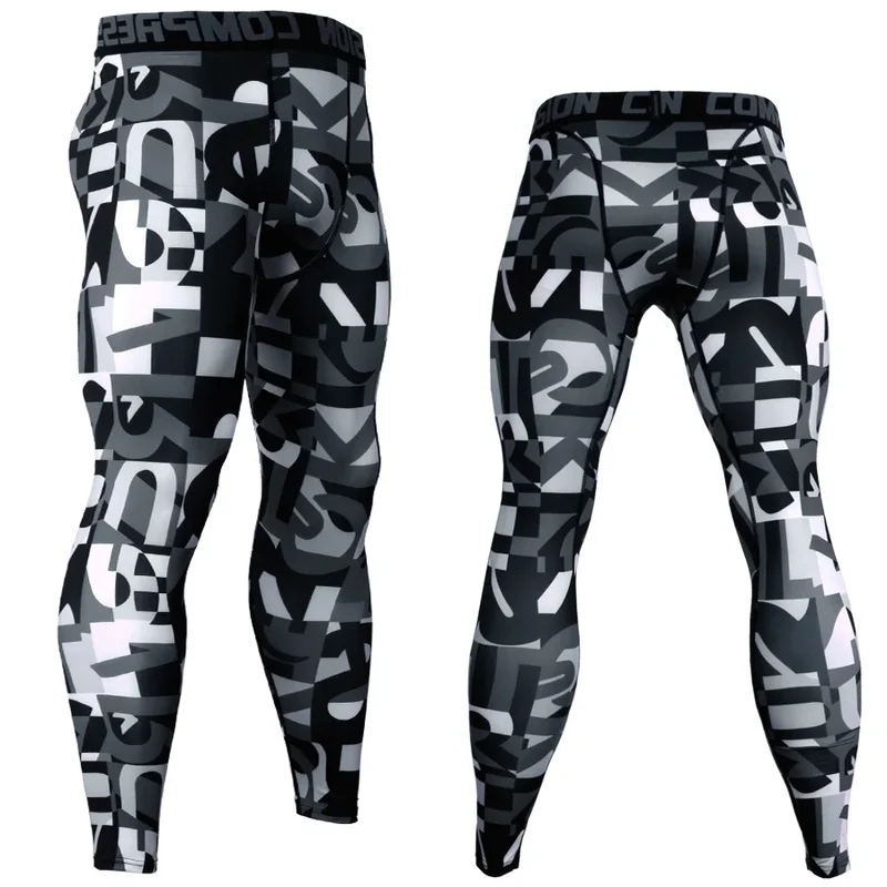 Pantaloni a Compressione da Uomo Leggings Calcio Corsa Palestra Leggins Calza