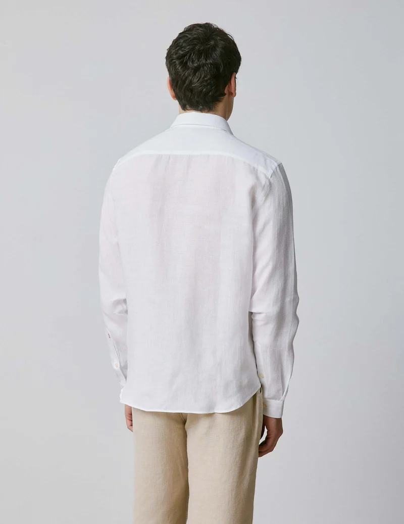 Chemise mixte "Je t'aime" en lin blanc