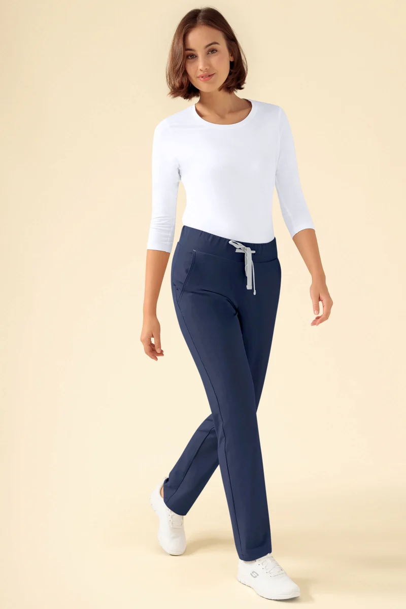 KAERE Hose Damen - gerader Saum ohne Beintaschen navy