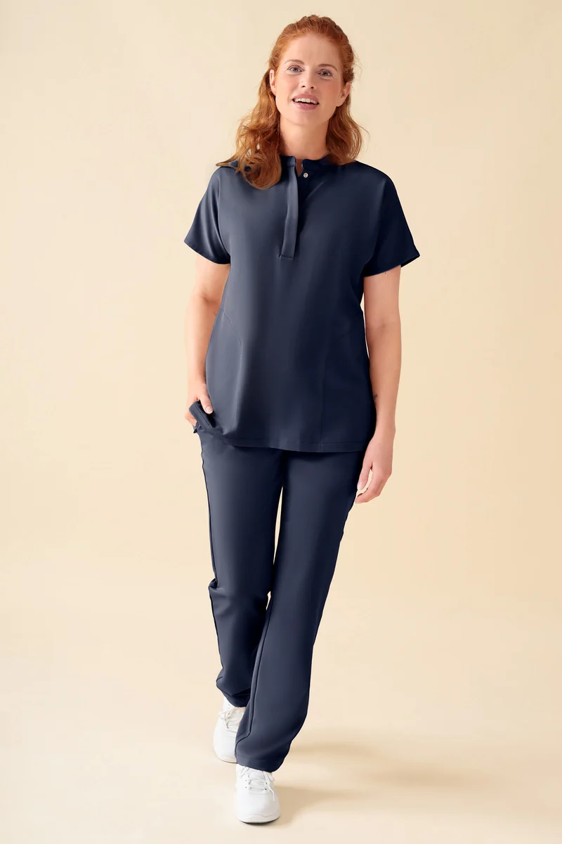 KAERE Hose Damen - gerader Saum ohne Beintaschen navy