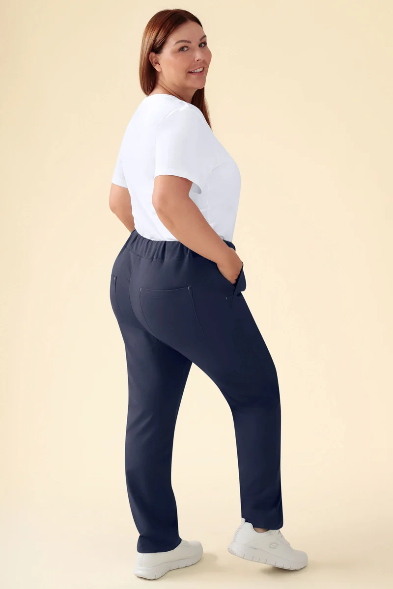 KAERE Hose Damen - gerader Saum ohne Beintaschen navy