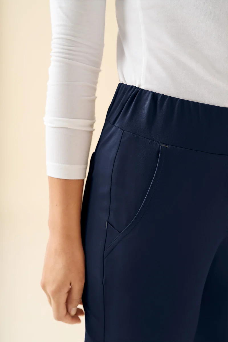 KAERE Hose Damen - gerader Saum ohne Beintaschen navy