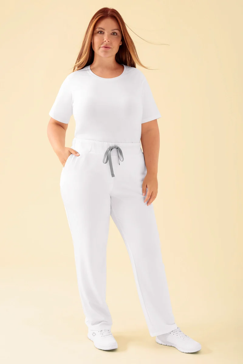 KAERE Hose Damen - gerader Saum ohne Beintaschen weiß