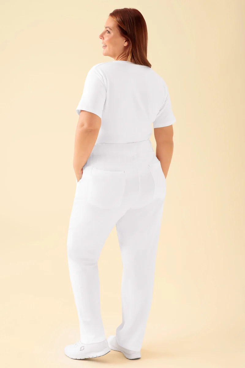 KAERE Hose Damen - gerader Saum ohne Beintaschen weiß