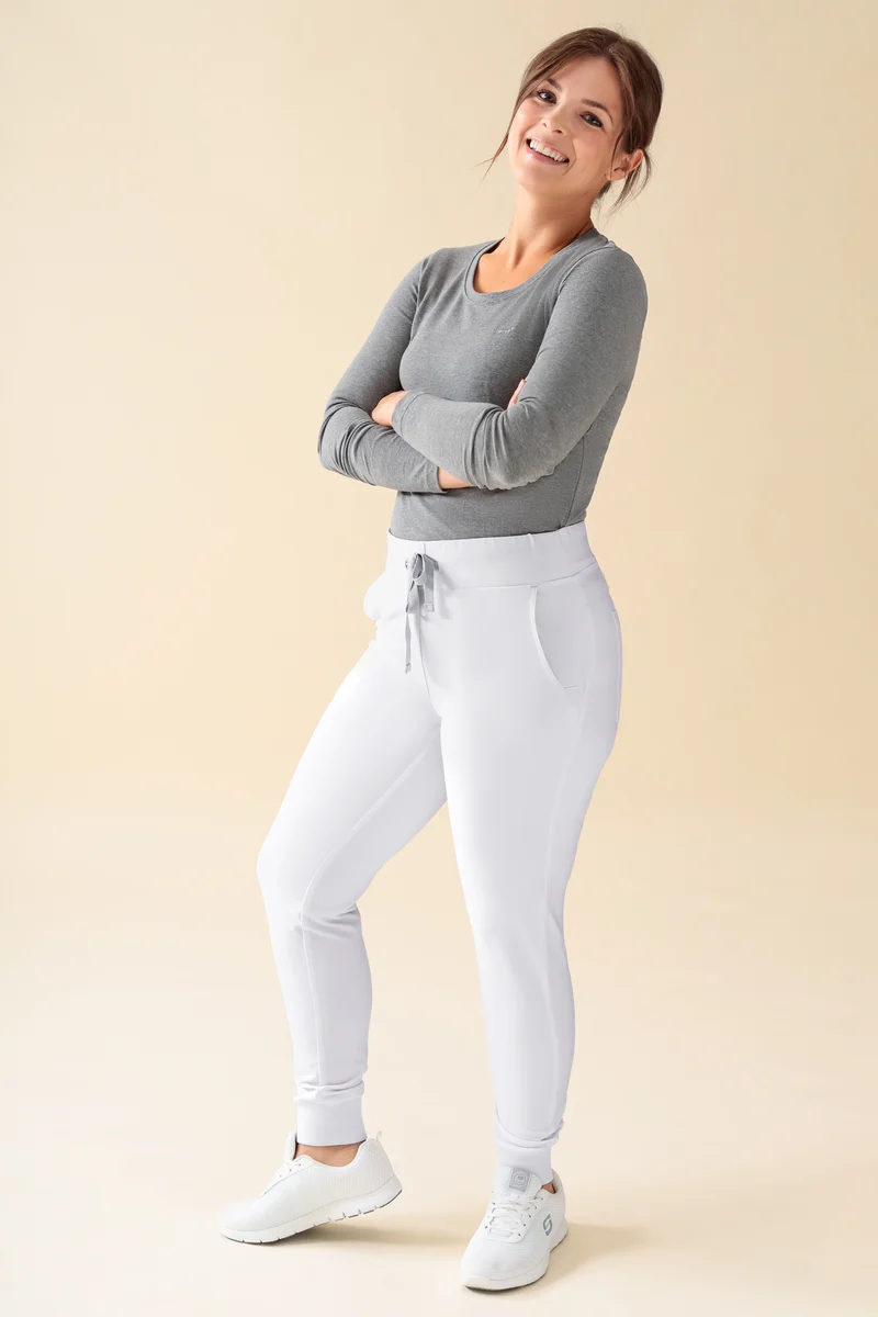 KAERE Hose Damen - Saumbündchen Kurzgr. ohne Beintaschen weiß
