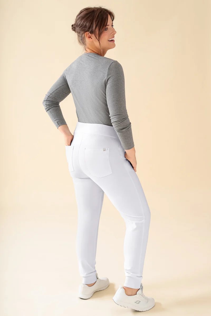 KAERE Hose Damen - Saumbündchen Kurzgr. ohne Beintaschen weiß