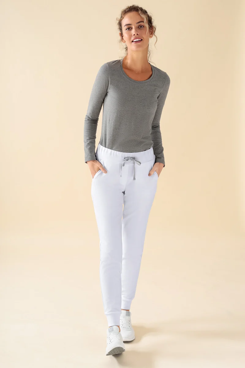 KAERE Hose Damen - Saumbündchen ohne Beintaschen weiß