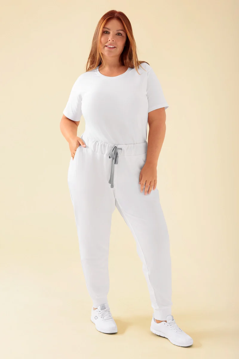 KAERE Hose Damen - Saumbündchen ohne Beintaschen weiß