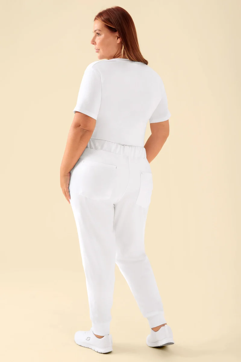 KAERE Hose Damen - Saumbündchen ohne Beintaschen weiß