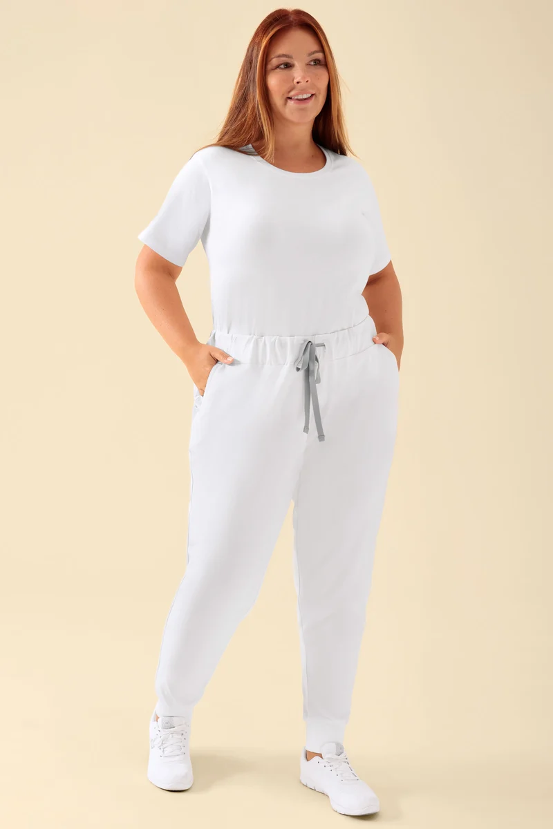 KAERE Hose Damen - Saumbündchen ohne Beintaschen weiß