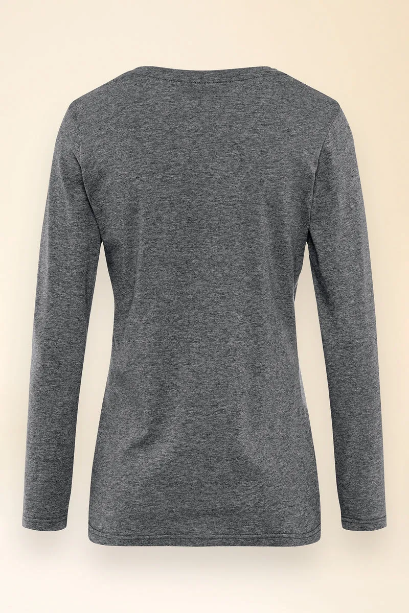 KAERE Shirt Damen - Longsleeve dunkelgrau melange