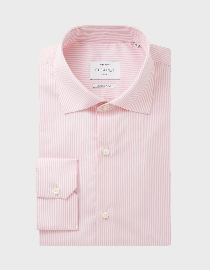Chemise Ajustée Voyage rayée rose