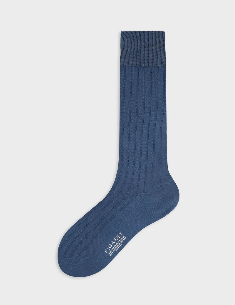 Chaussettes côtelées en double fil d'Ecosse bleues