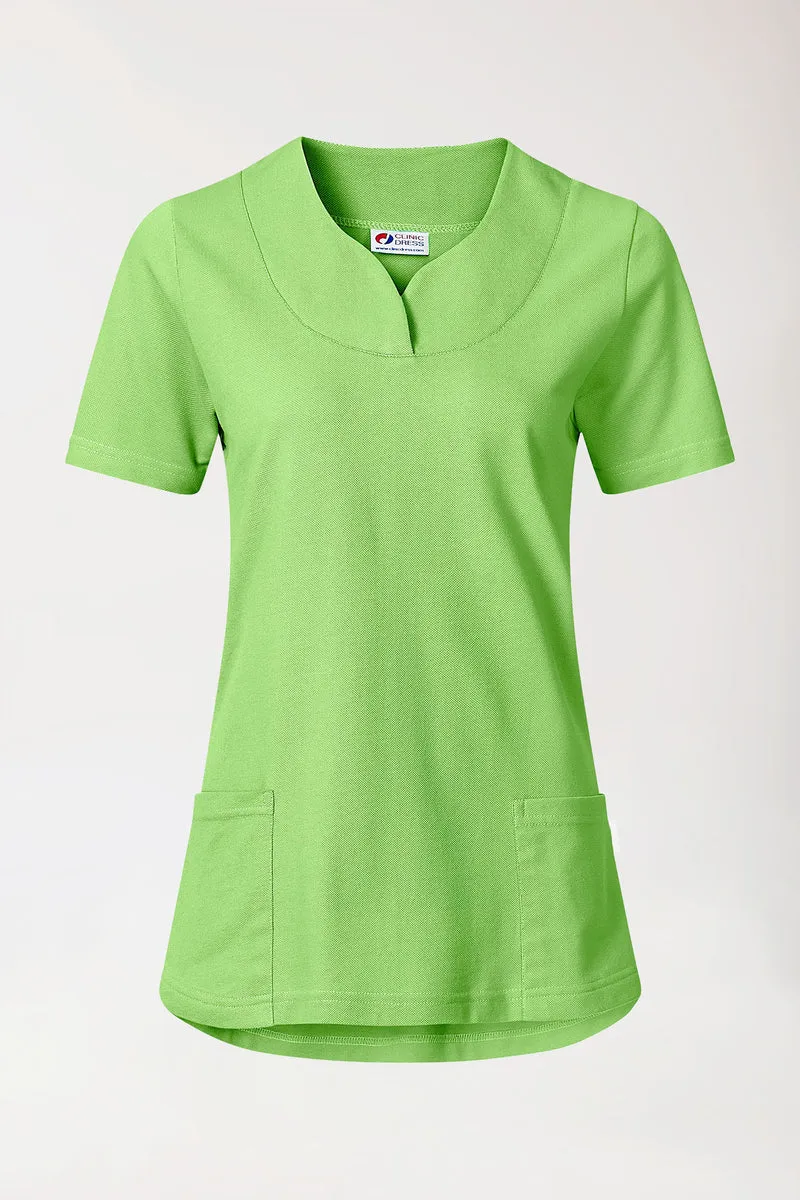 Piqué Longshirt Damen - diagonaler Ausschnitt apfelgrün