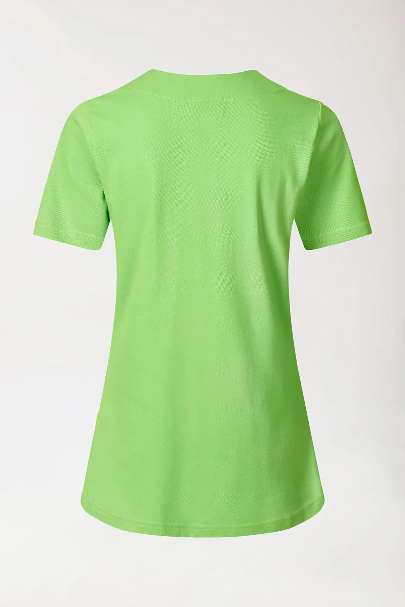 Piqué Longshirt Damen - diagonaler Ausschnitt apfelgrün