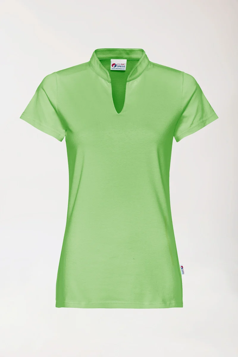 Stretch Shirt Damen - Stehkragen apfelgrün