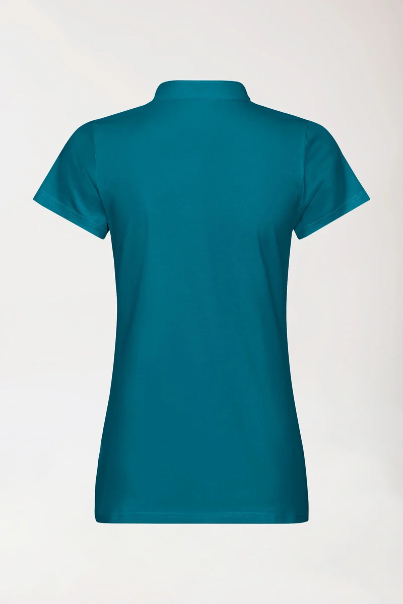 Stretch Shirt Damen - Stehkragen petrol