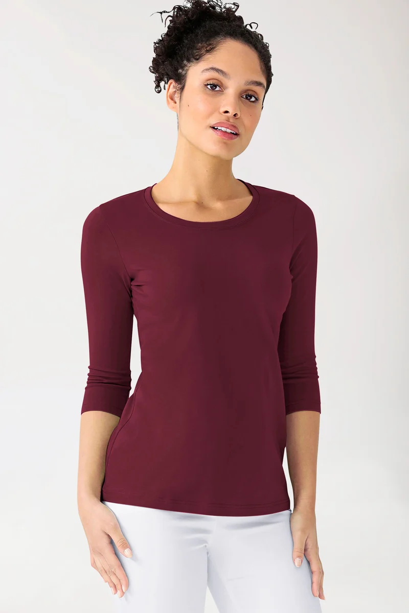 CORE Shirt Damen - 3/4 Arm bordeaux