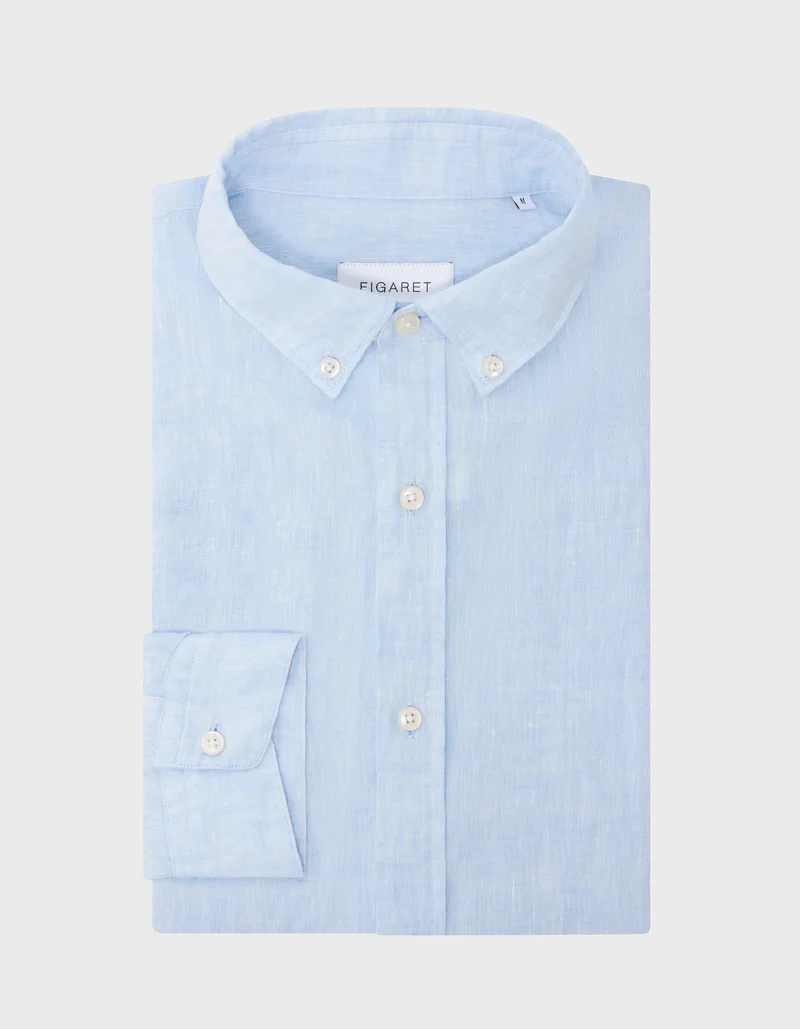 Chemise Gaspard en lin bleu clair