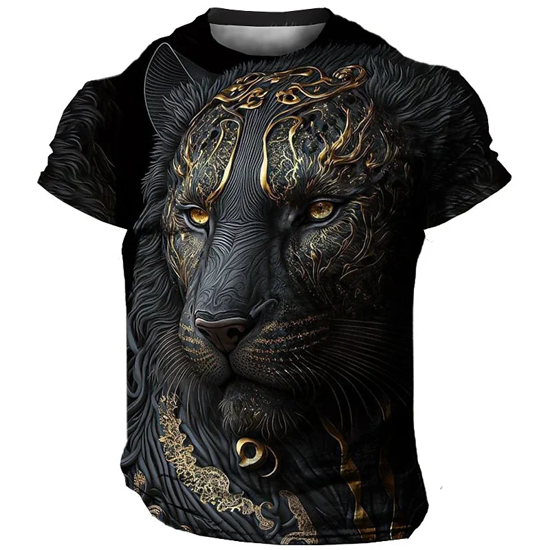 Herren T-Shirt Löwen 3D Shirt Rundhals Streetwear Lions Tank Top Polo Hemd