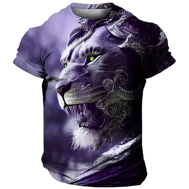 Herren T-Shirt Löwen 3D Shirt Rundhals Streetwear Lions Tank Top Polo Hemd