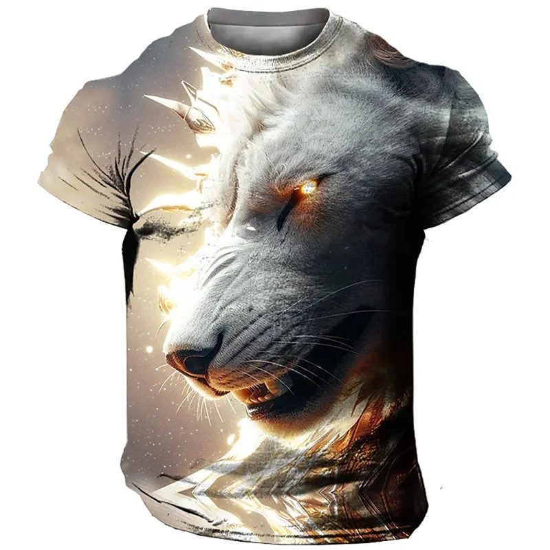 Herren T-Shirt Löwen 3D Shirt Rundhals Streetwear Lions Tank Top Polo Hemd
