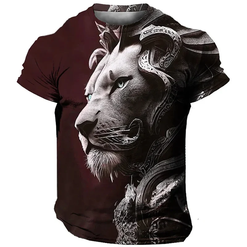 Herren T-Shirt Löwen 3D Shirt Rundhals Streetwear Lions Tank Top Polo Hemd