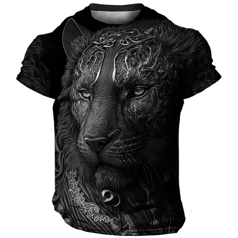 Herren T-Shirt Löwen 3D Shirt Rundhals Streetwear Lions Tank Top Polo Hemd