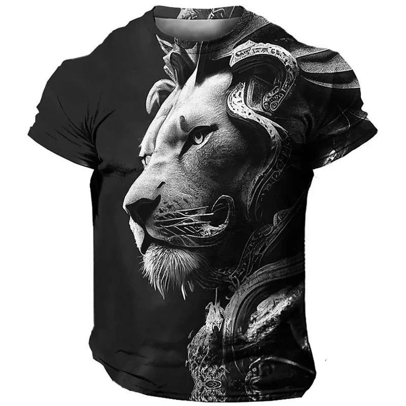 Herren T-Shirt Löwen 3D Shirt Rundhals Streetwear Lions Tank Top Polo Hemd