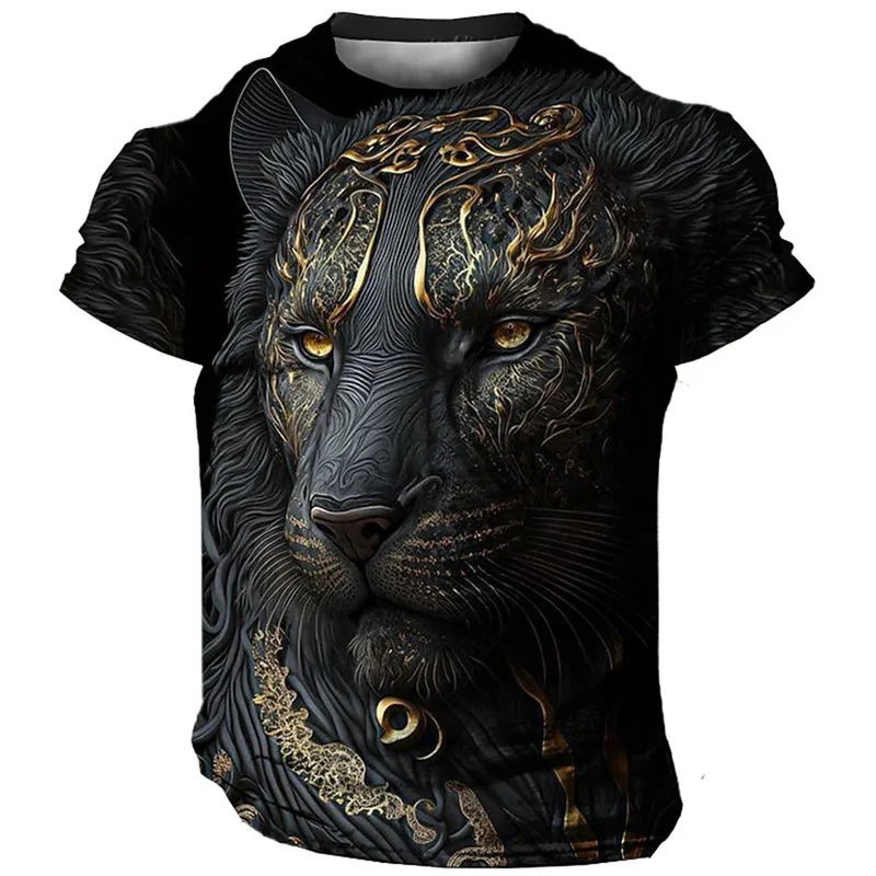 Herren T-Shirt Löwen 3D Shirt Rundhals Streetwear Lions Tank Top Polo Hemd