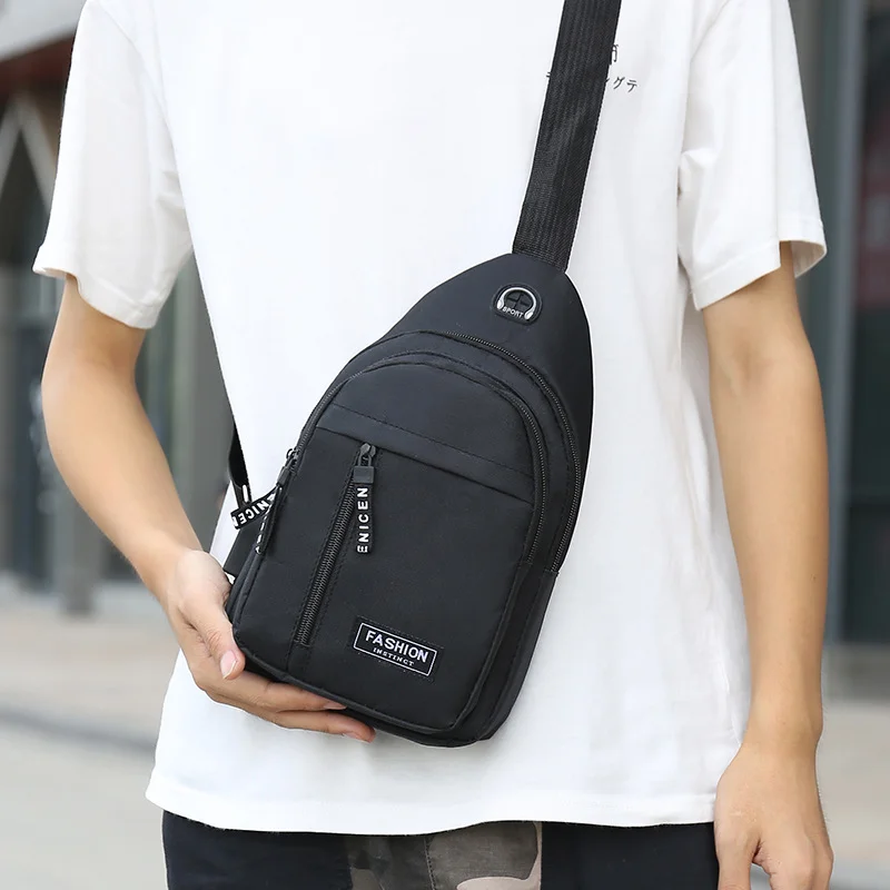 Zaino Monospalla Borsa Da Petto Marsupio Per Uomo Borsello Moto con Porta USB