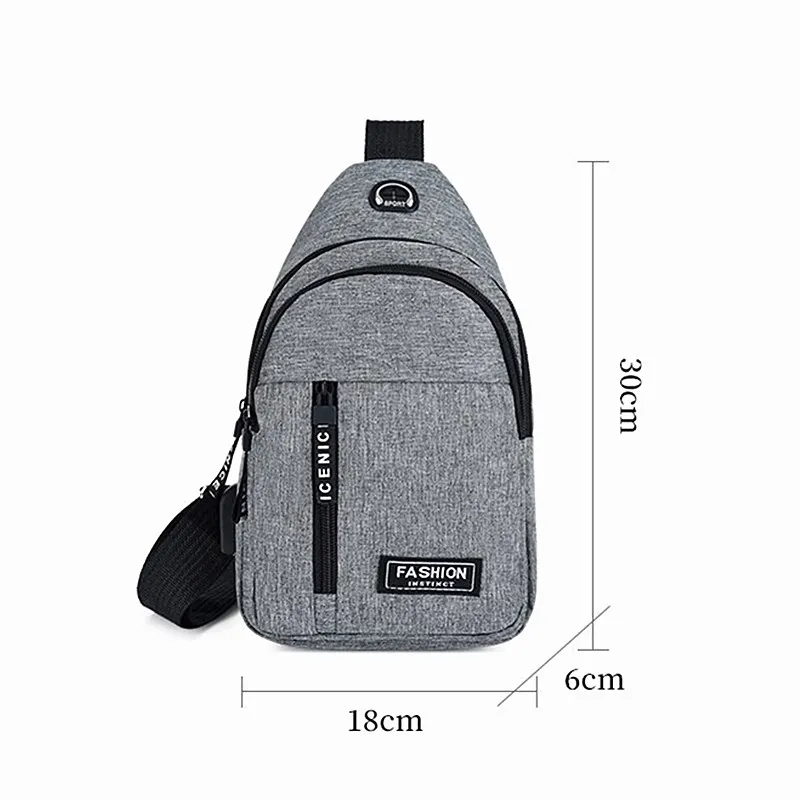 Zaino Monospalla Borsa Da Petto Marsupio Per Uomo Borsello Moto con Porta USB