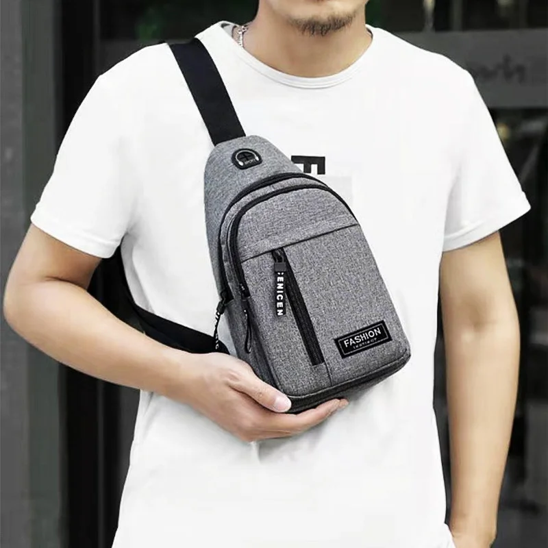 Zaino Monospalla Borsa Da Petto Marsupio Per Uomo Borsello Moto con Porta USB