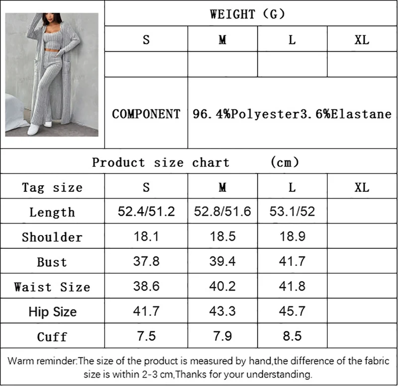 3-teiliges Damen Outfit Strickjacke Jacke Fitnessanzug Freizeitanzug Hausanzug